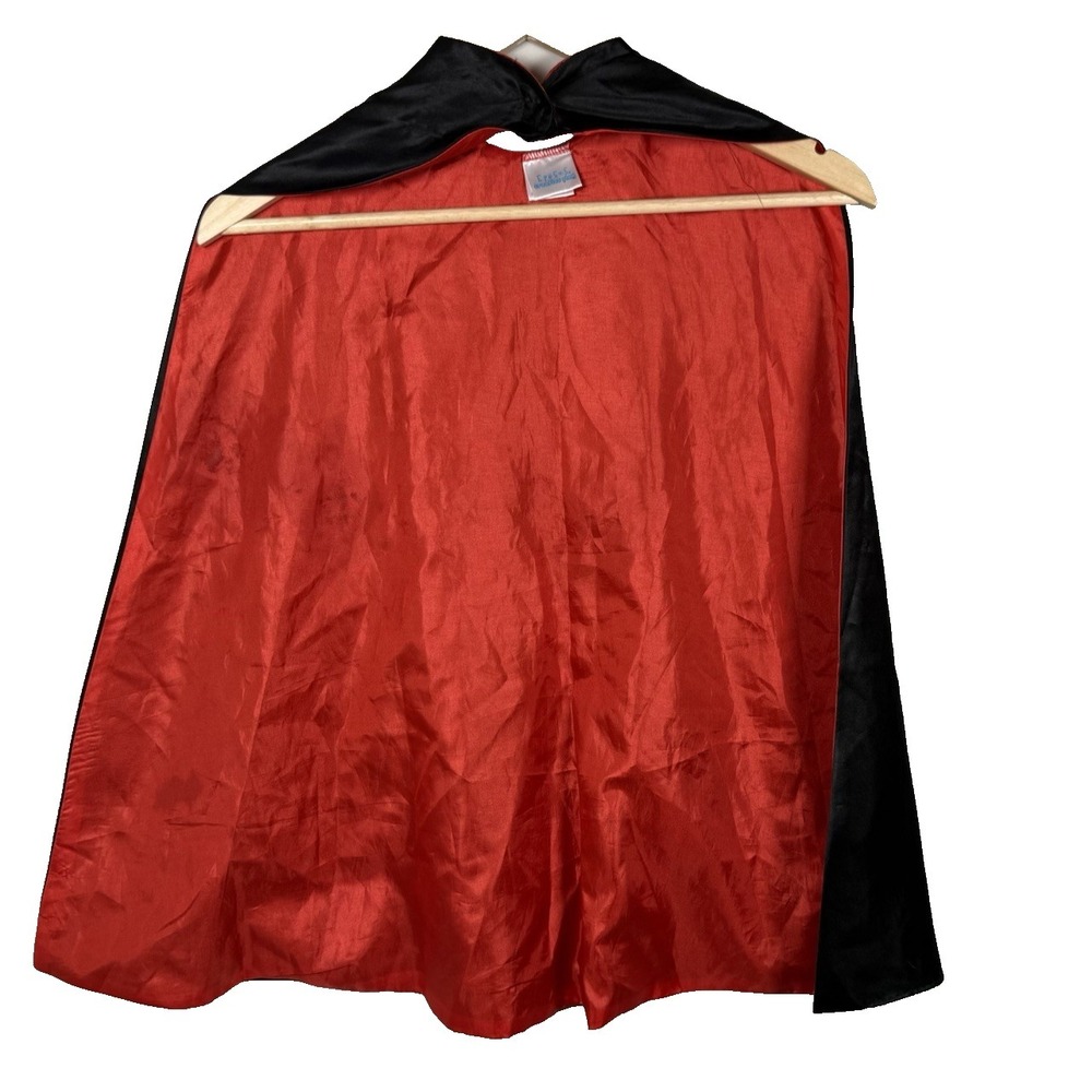 Creative Play Black Satin Superhero Cape Red‎ Trim Kids Costume ZAP! Reversible - Picture 3 of 7